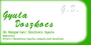 gyula doszkocs business card